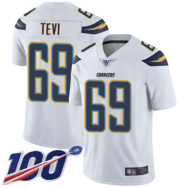 Los Angeles Chargers NFL Football Sam Tevi White Jersey Men Limited  #69 Road 100th Season Vapor Untouchable
